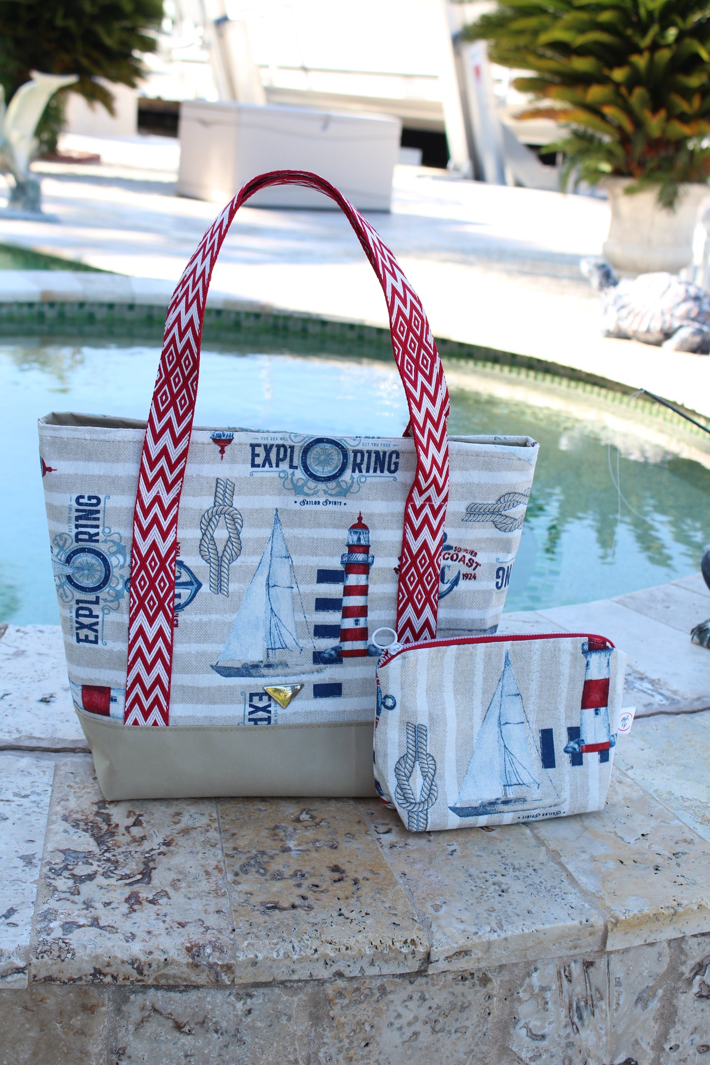 Set Tote and Clutch (Nautical) / Bolso playero (Nautical)