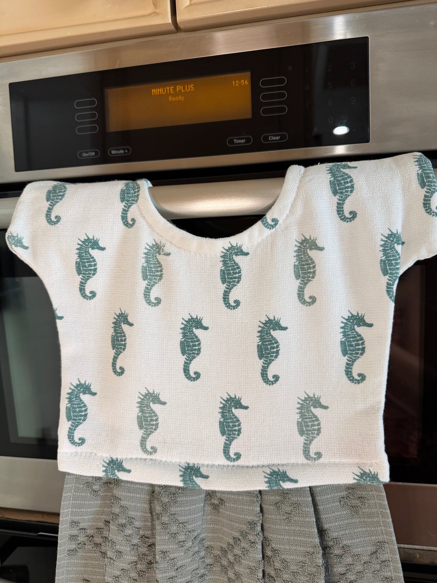 Green Seahorse Oven Door Towels