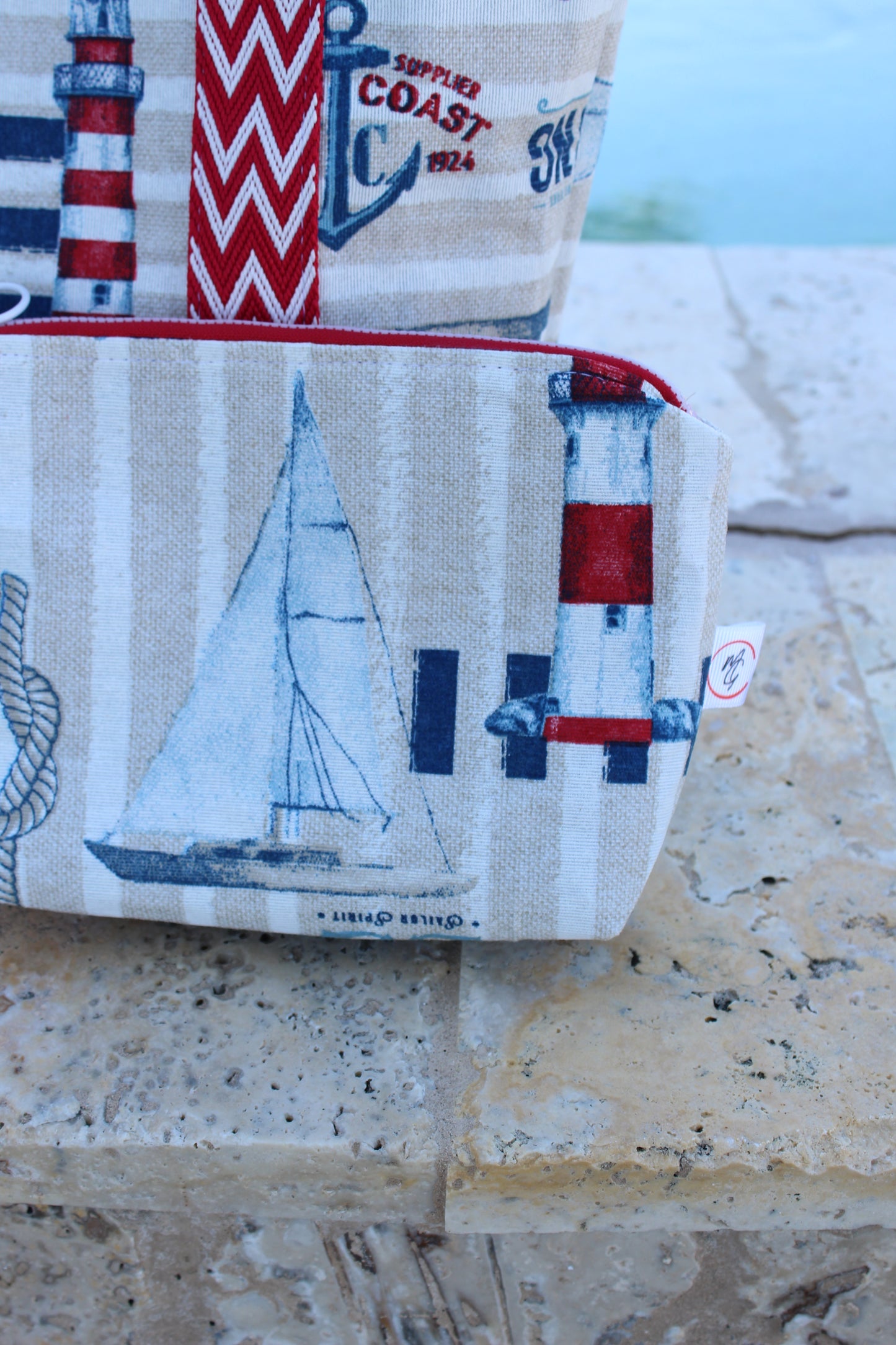 Set Tote and Clutch (Nautical)  / Bolso  playero (Nautical)