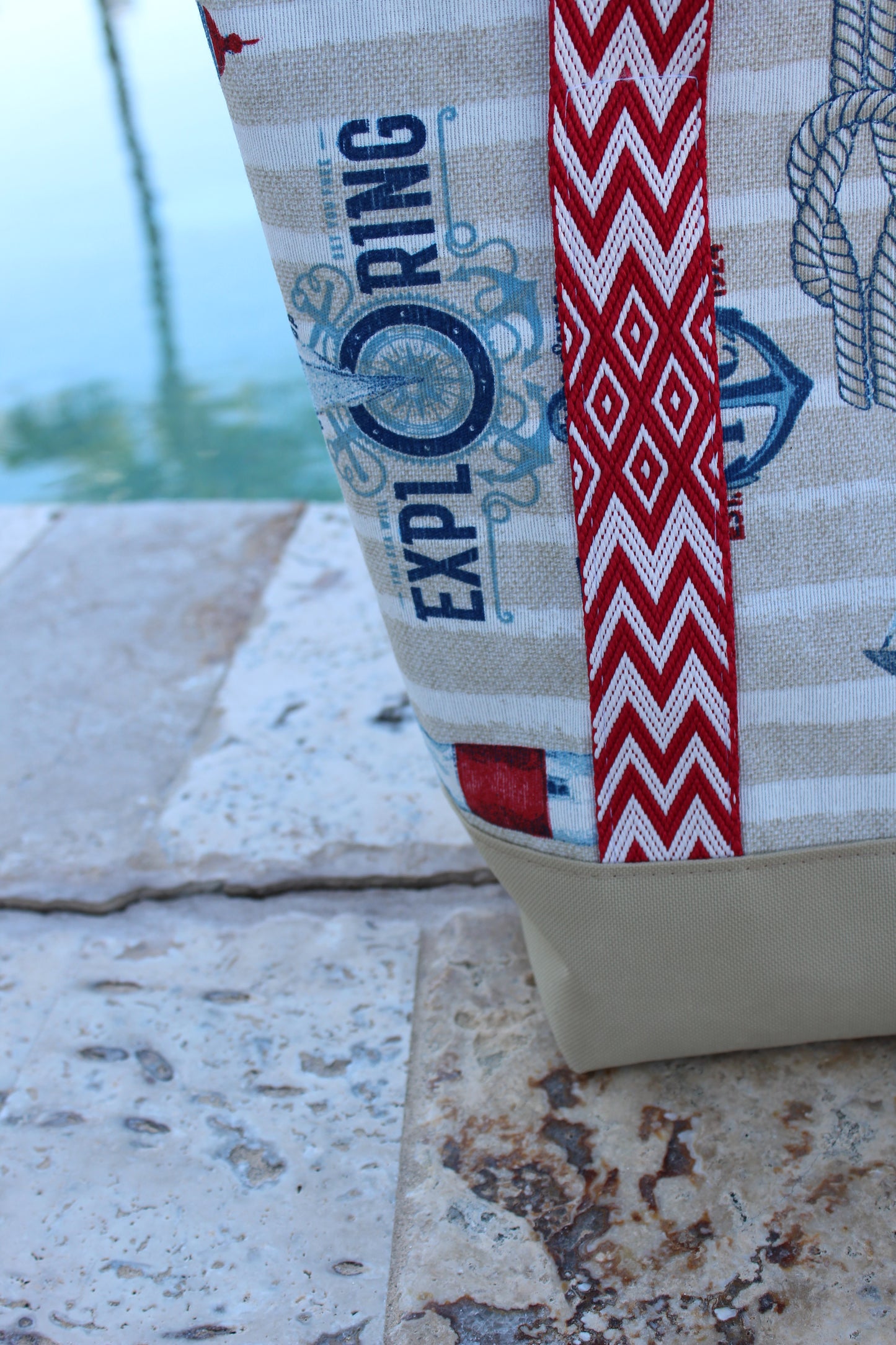Set Tote and Clutch (Nautical)  / Bolso  playero (Nautical)