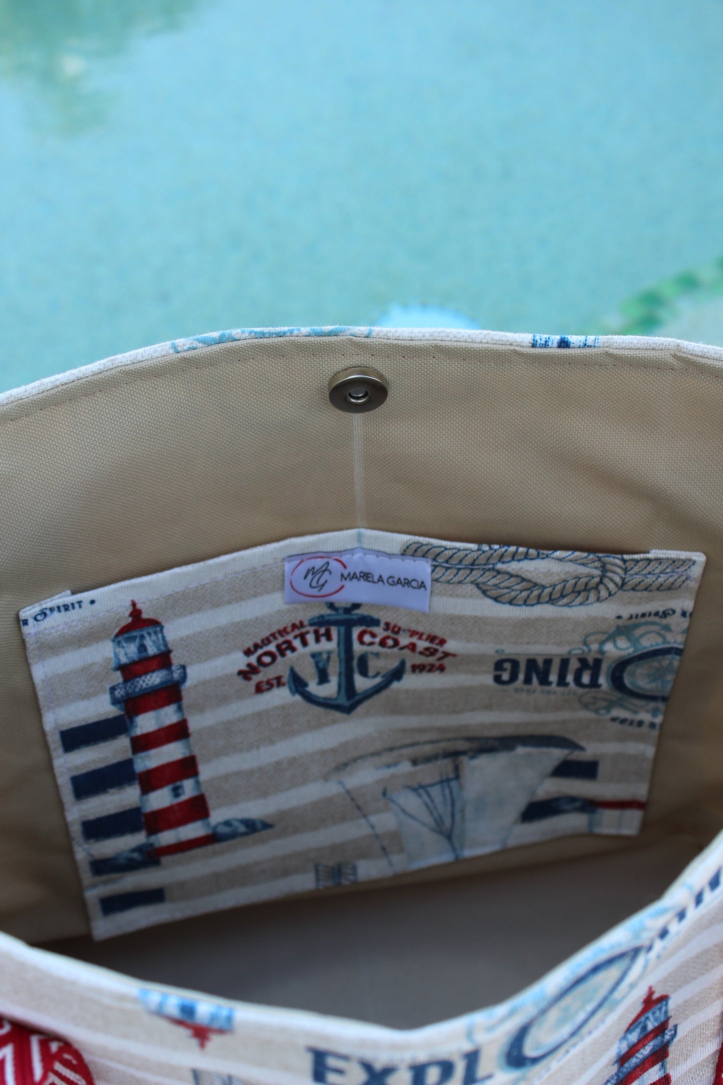 Set Tote and Clutch (Nautical)  / Bolso  playero (Nautical)
