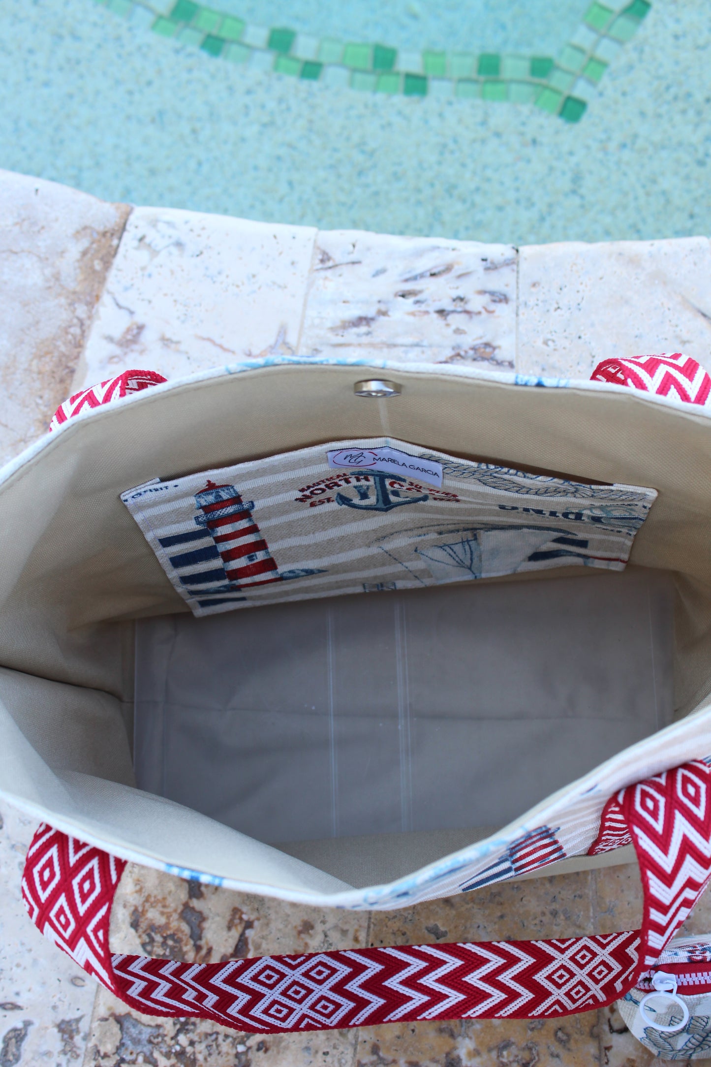 Set Tote and Clutch (Nautical)  / Bolso  playero (Nautical)