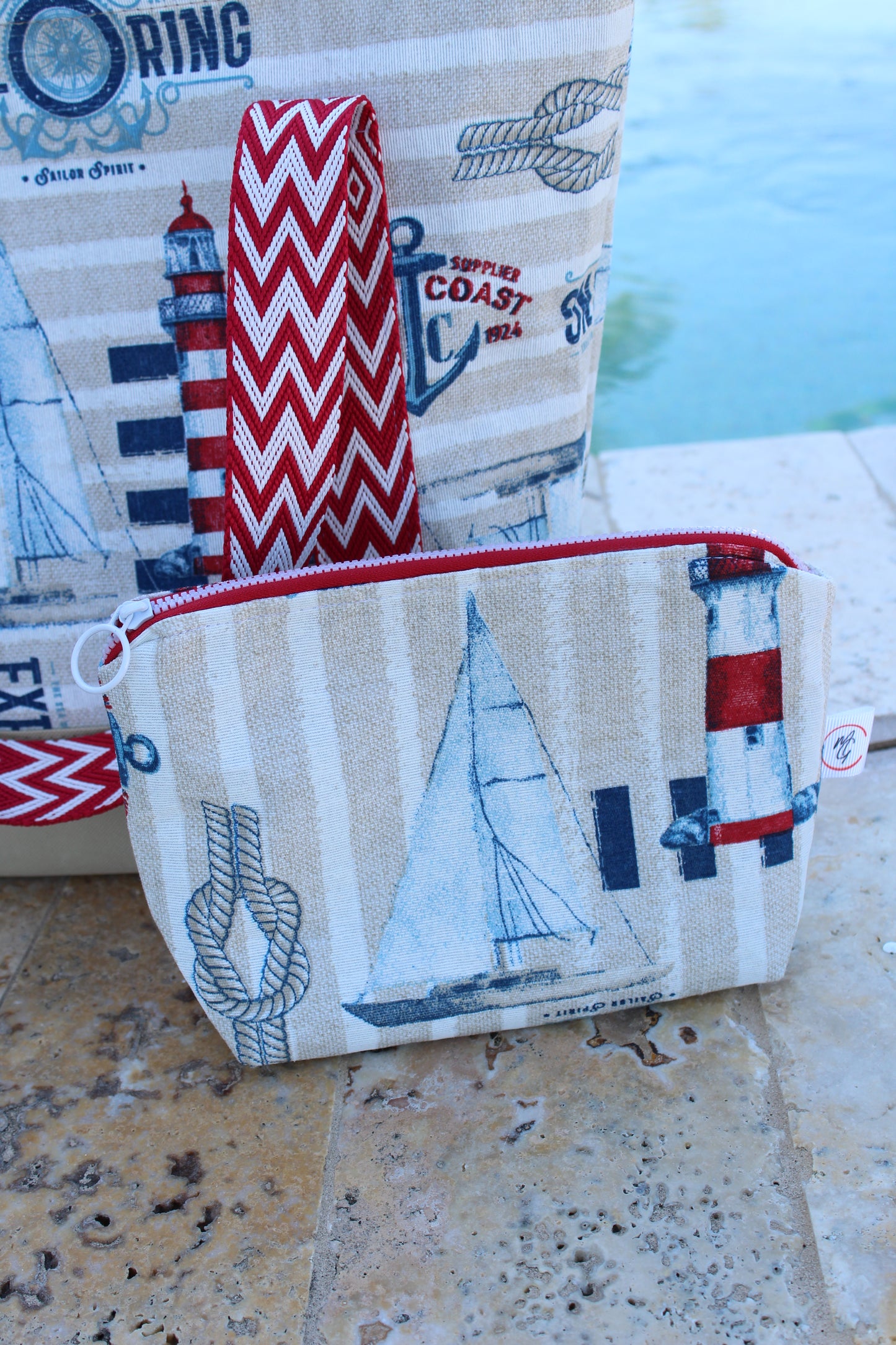 Set Tote and Clutch (Nautical)  / Bolso  playero (Nautical)
