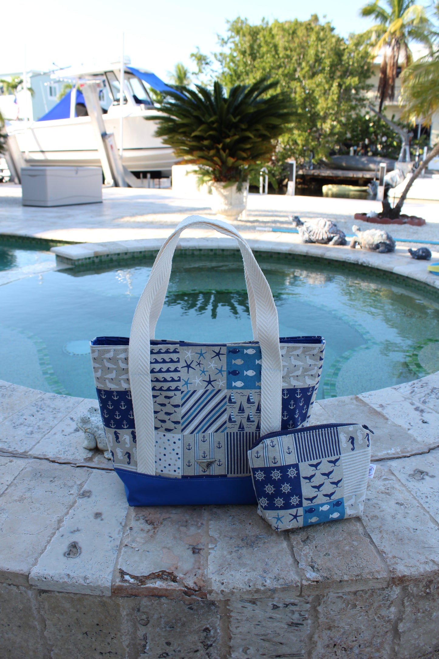 Marine Life Set Tote and Clutch  / Vida Marina Bolso  playero con el Clutch