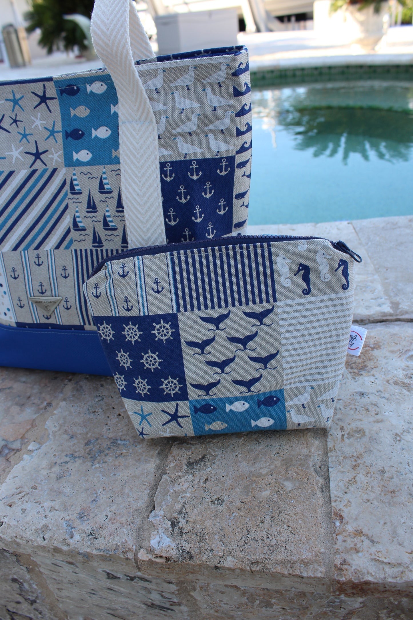 Marine Life Set Tote and Clutch  / Vida Marina Bolso  playero con el Clutch