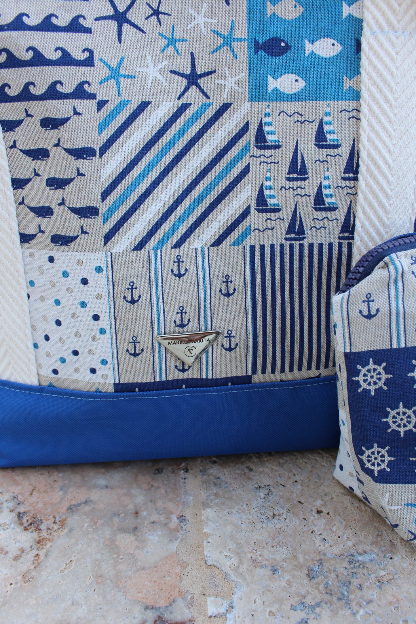 Marine Life Set Tote and Clutch  / Vida Marina Bolso  playero con el Clutch