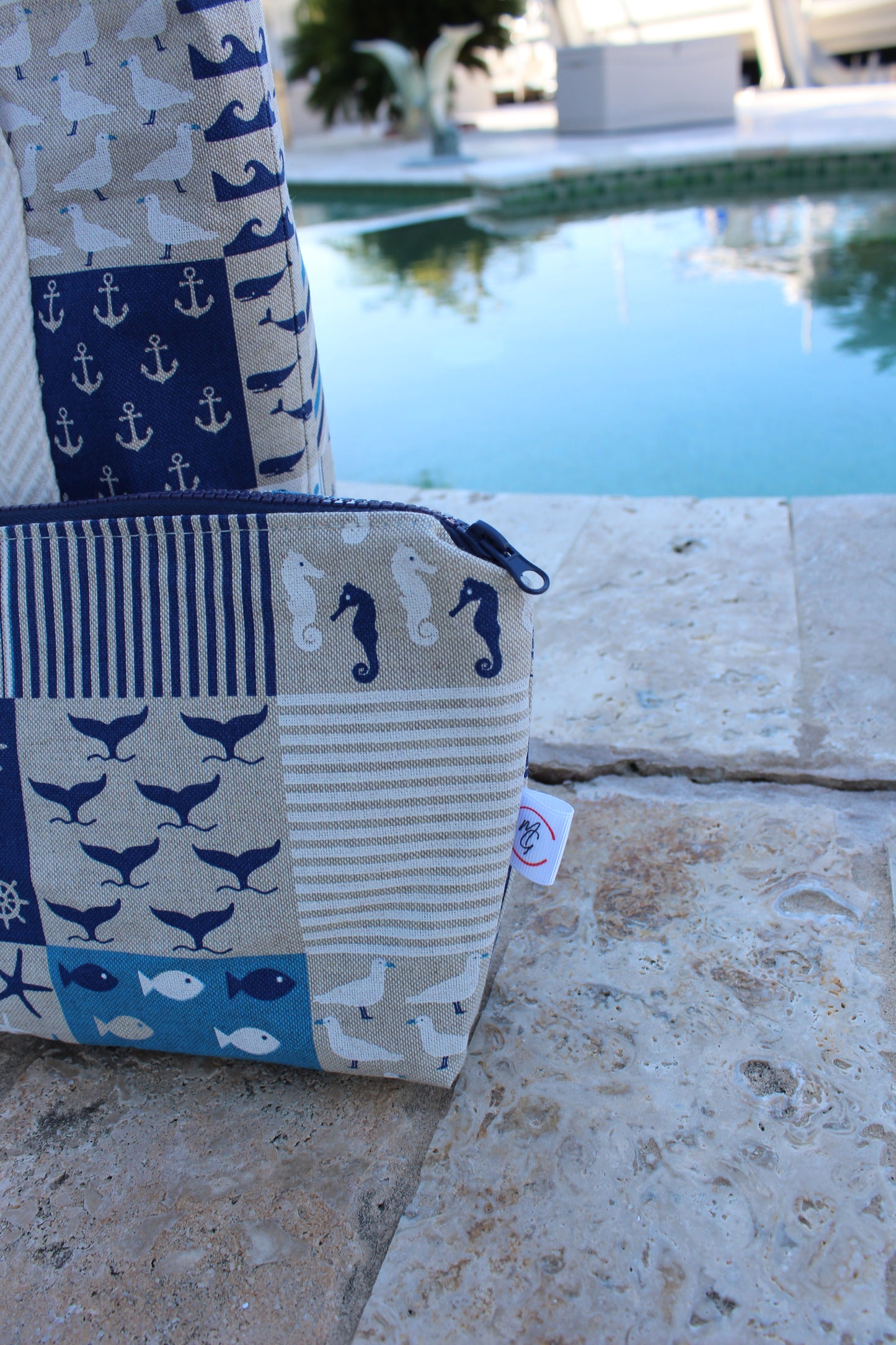 Marine Life Set Tote and Clutch  / Vida Marina Bolso  playero con el Clutch